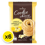 Choice Cookie Vanilla 50g snack pack, dry grocery confectionery with vanilla flavor, displayed in a clear package with six packs.