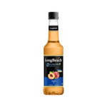 LongBeach Zero Calories Peach Syrup bottle, dry grocery product with a peach flavor, shown in a clear image.