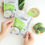 Pure Grain Instant Porridge Vegetable Recipe 35g package, dry grocery, showing the front label with fresh vegetables and product branding.