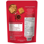 Chao Sua spicy pork floss rice cracker, a crunchy confectionery snack with flavorful toppings, on a white background.