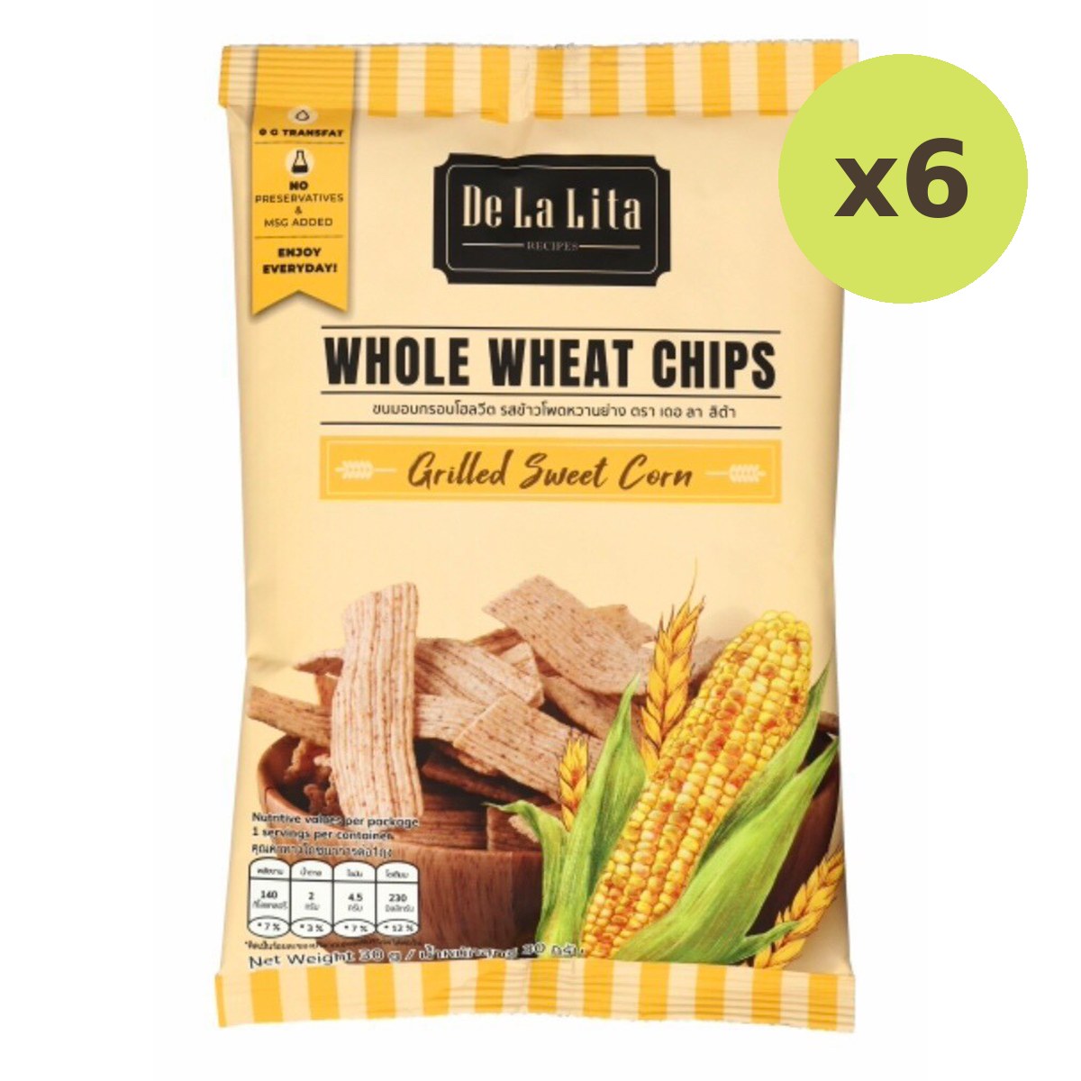 De La Lita Whole Wheat Chips Grilled Sweet Corn - image 2
