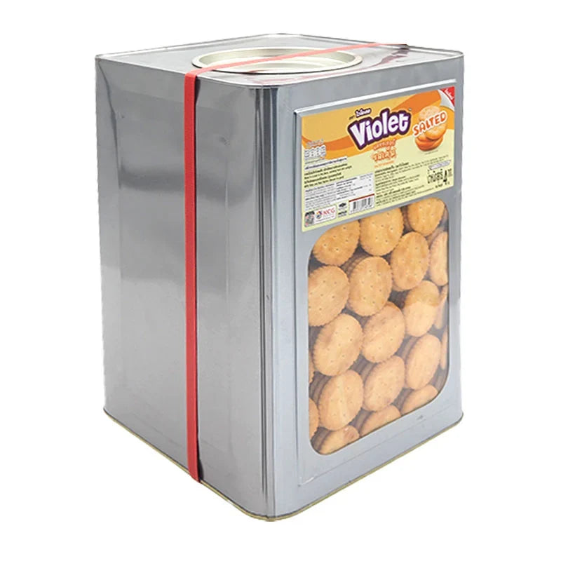 Violet Salted Cracker 4kg, dry grocery snack with salted flavor, shown in a clear image, perfect for sharing or snacking.