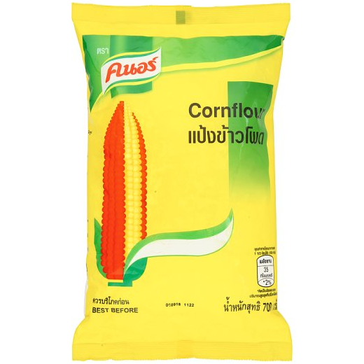 Knorr corn flour in a grocery package, showing the yellow corn flour product with brand label on the bag.