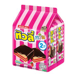 Tivoli Twin Chocolate Coated Wafers with Strawberry Jam flavor, snack confectionery with crispy wafers and chocolate coating.