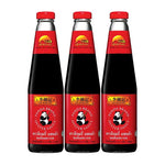 LEE KUM KEE Panda Oyster Sauce 510g bottles, dry grocery item with black and white panda logo on the labels