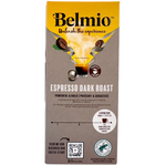 Belmio Espresso Dark Roast coffee capsules for drinks, featuring 10 dark roast capsules in a sleek packaging design.