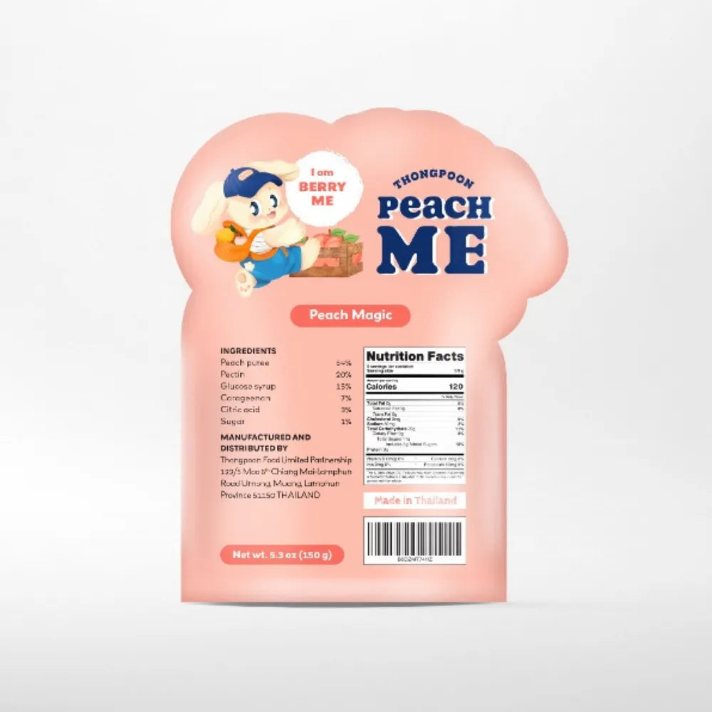 Thong Poon Peach Berry Gummy Jelly snack in a 150g package, featuring colorful, fruity gummy candies with peach and berry flavors.