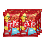 Tasto Crispy Potato Chips Three-Flavored Fish snack pack, 42g x6, in colorful packaging, ideal for dry grocery and snack lovers.