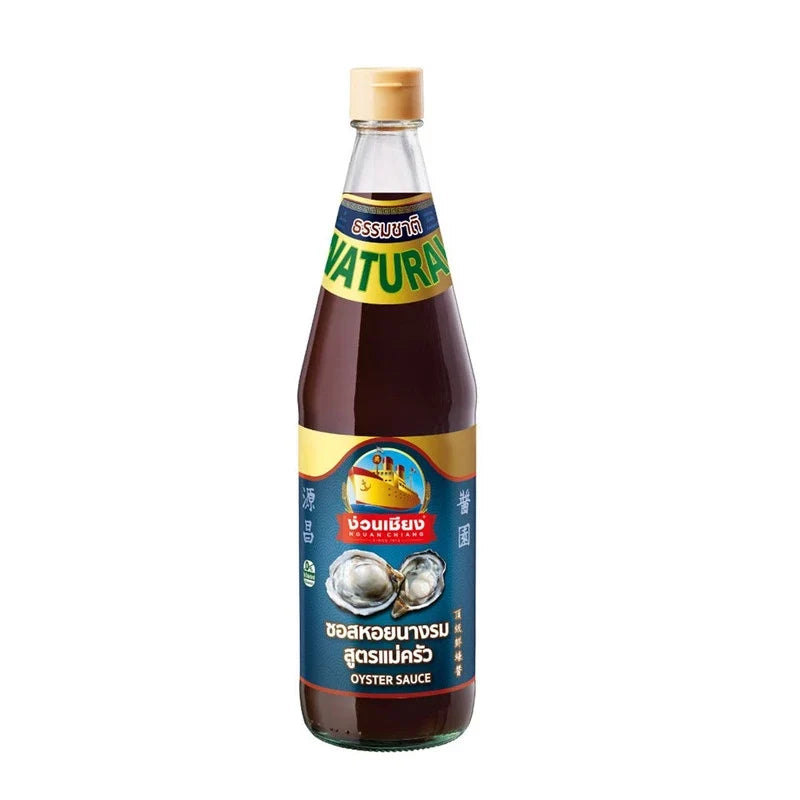 Nguan Chiang Mae Krua oyster sauce in 800g bottle, featuring the dark, thick sauce with a label displaying brand and product details.