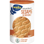 Wasa Sesame & Seasalt Cracker, a crispy snack with sesame seeds and sea salt topping, in a clear packaging.