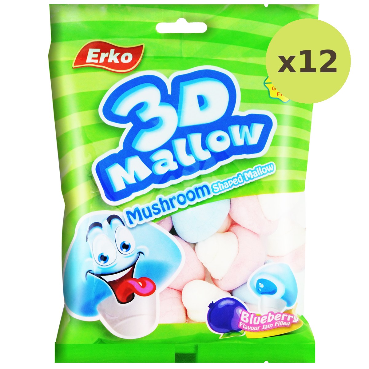 Erko Mallow 3d Mushroom Jam Filled Buleberry Flavour - image 5
