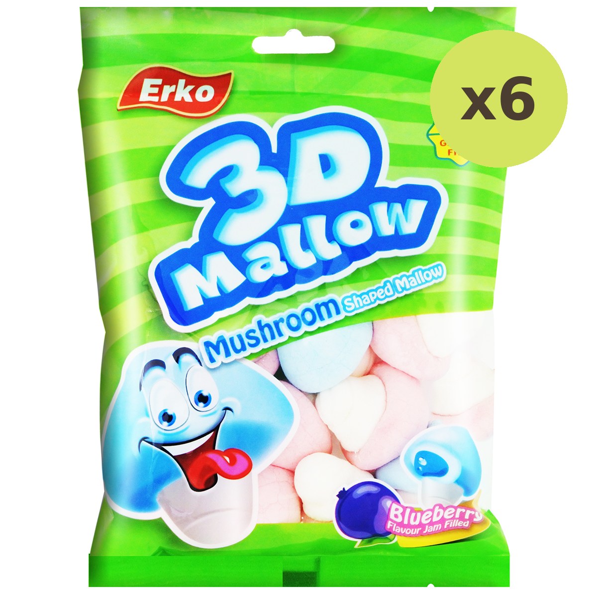 Erko Mallow 3d Mushroom Jam Filled Buleberry Flavour - image 4