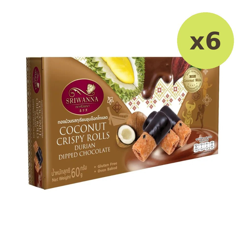 Sriwanna Coconut Crispy Rolls Durian Dipped Chocolate 60g - image 4