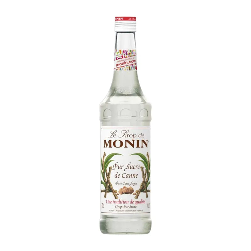 Monin Pure Sugar Cane Syrup 700ml bottle, clear liquid in a plastic bottle for dry grocery use