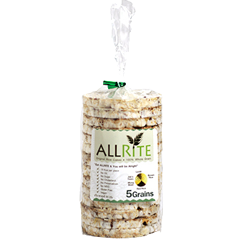 Allrite 5 Grains bakery product with assorted grains on top, showcasing a fresh, crusty loaf of bread from Allrite bakery.