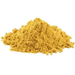 Brook Mustard Powder 50g in a clear plastic container, showing bright yellow dry mustard powder for cooking and seasoning.