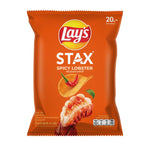 Lays Stax Spicy Lobster snack pack, 44g, crispy seafood-flavored potato chips in a colorful bag.