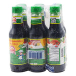 Golden Mountain Seasoning Sauce with green cap, 200ml bottle, shown in a six-pack arrangement, ideal for enhancing Asian dishes.