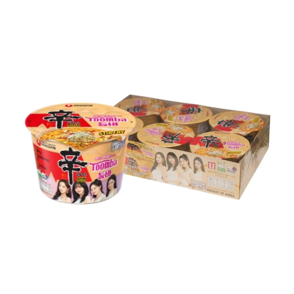 NONGSHIM Toomba Big Bowl Shin Ramyun stir-fry dry grocery with noodles and vegetables in a bowl