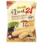 Gaemi Premium Grain Crispy Roll, a crunchy confectionery snack with a golden-brown, textured surface.