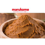 Marukome Kyokaiseki Miso with Dashi Stock, Shinshu Red, dry grocery product with rich red miso paste and dashi flavor.