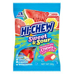 Morinaga Hi-Chew Sweet & Sour 90g chewy fruit candies in colorful packaging, a popular snack confectionery.