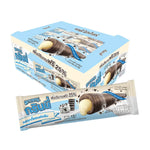 Grinny Cookie and Cream coated snack filled, 15g x 3, dry grocery snack confectionery, showing the coated snack with filling inside