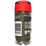 McCormick Mint Flakes in a clear jar, showing fresh green dried mint flakes for culinary use and garnishing.