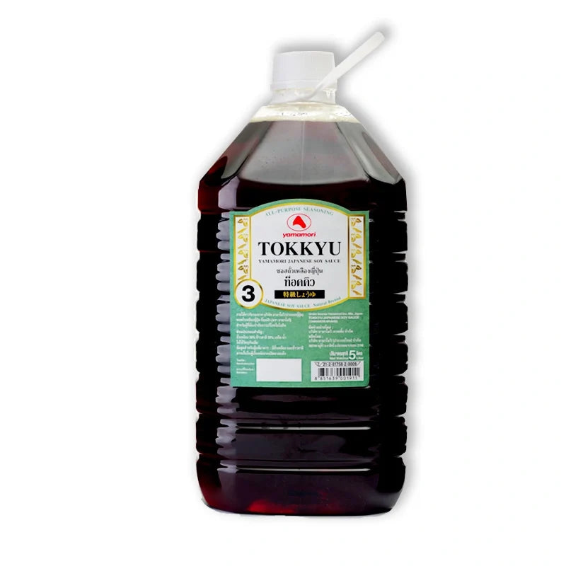 Yamamori Japanese soy sauce Tokkyu Extra 5L bottle, traditional soy sauce for cooking and seasoning in dry grocery section