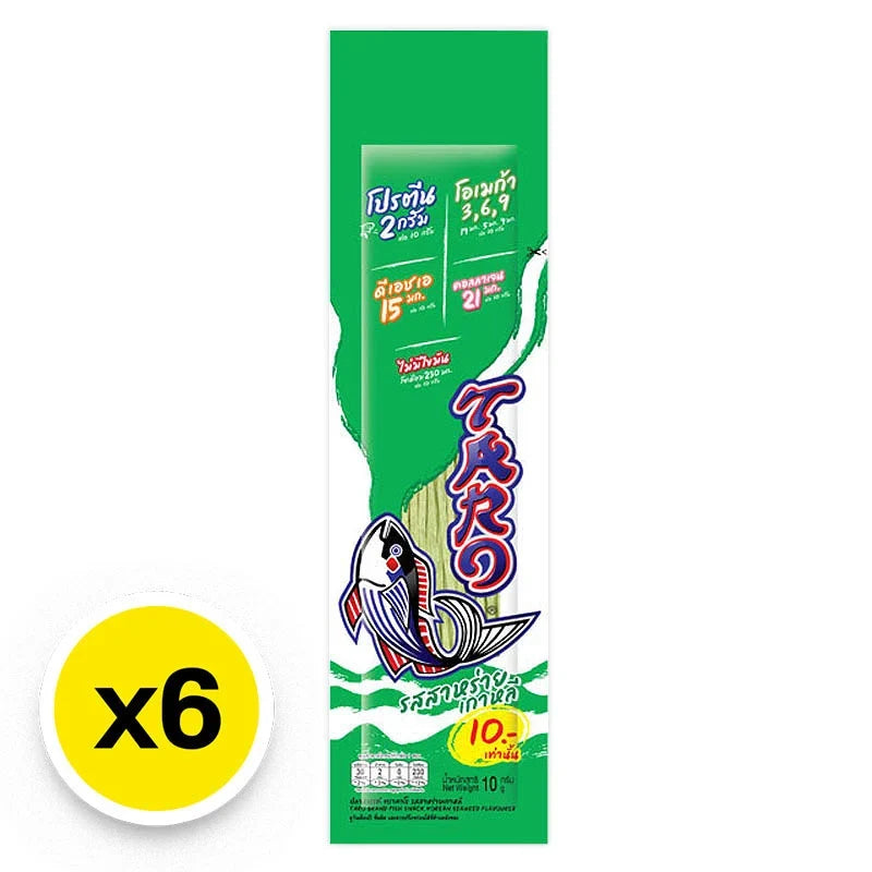 Taro Fish Snack Korean seaweed flavored dry snack, 10g x6 pack, TARO brand, crunchy seafood-flavored snack in packaging