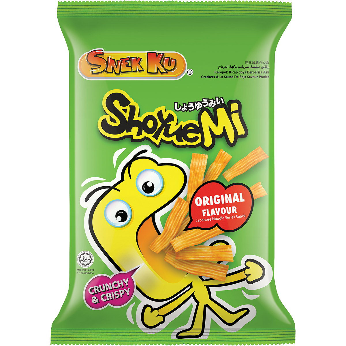Shoyue Mi Cracker Original Flavor, crunchy confectionery snack with a golden-brown appearance and textured surface.