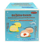 Tokachi Daifuku Cream confectionery snack with rare cheese and strawberry filling, soft mochi exterior, and colorful presentation