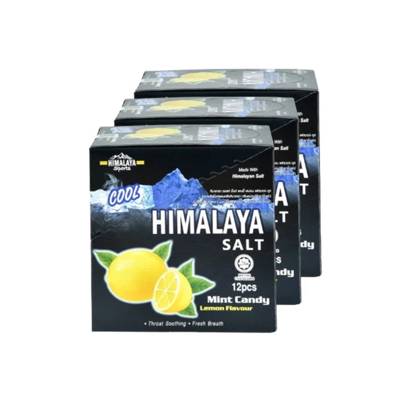 Himalaya mint flavored candies with salt lemon scent in colorful boxes, dry grocery snack from Himalaya brand.