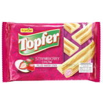 Frontier Topfer Strawberry Cream Filled Wafer Stick, a sweet confectionery snack with crispy wafer and strawberry cream filling.