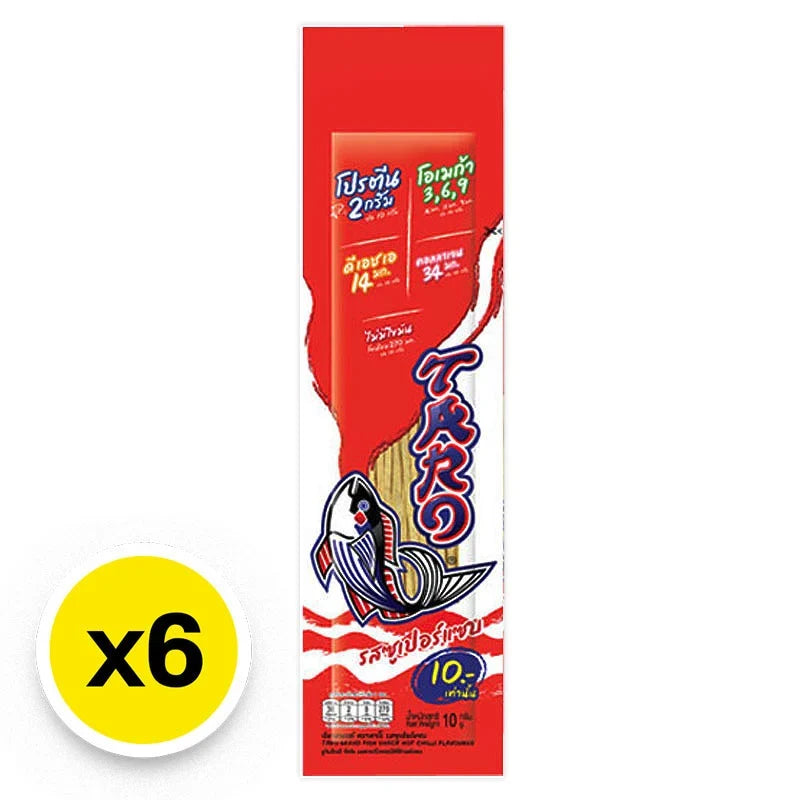 TARO Taro Fish Snack Hot Chili flavor, 10g x6 packs, spicy dried fish snack for snack lovers.