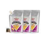 TROPICA KING coarsely pureed fruit concentrate in a dry grocery package, showcasing the textured fruit puree in the image.
