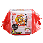 Iris Ohyama Japanese Pack Rice in a white bag, ready for cooking, with Japanese branding and packaging details visible.