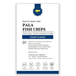 Pala Crispy Fish Biscuit Clean Classic, crunchy fish-shaped confectionery snack in a colorful package.