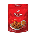 OK Shake Powder Spicy Swing flavor in 500g pack, dry grocery product with vibrant packaging and spice blend ingredients visible.
