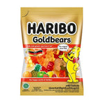 Haribo Gummy Gold Bears in a clear bag, colorful candy snacks from the HARIBO brand, suitable for dry grocery and confectionery.