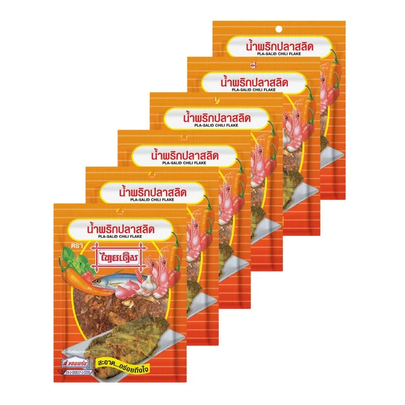 Thaiderm Plasalid Chili Flake 15g x6 package, dried red chili flakes for cooking and spice seasoning in dry grocery category