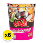 Mama Cup Yentafo Tom Yum instant noodles in 60g x6 packs, dry grocery MAMA brand with colorful noodle packaging.