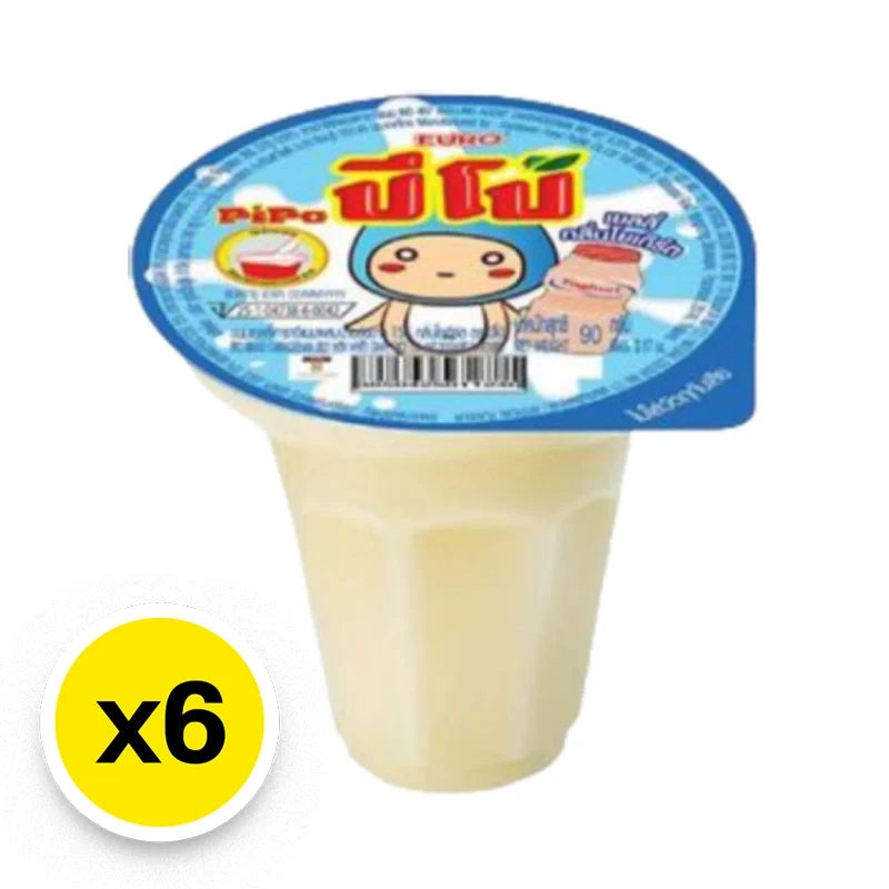 Pipo Jelly Yogurt snack pack, 90g x6, colorful fruit-flavored jelly candies in a clear plastic container.