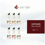 Giffard Peach Fruit Mix 1L bottle, a dry grocery product with peach flavor, shown in a clear plastic bottle with label.