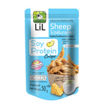 Lilsheep protein glass snacks with high iron and fiber, featuring colorful confectionery treats in a clear glass container