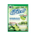 Fathai Lime Powder 70g in a clear container, showing bright green lime powder for culinary use, dry grocery product.