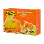Lobo Orange Scent Gelatin Jelly in 110g dry grocery pack, bright orange color and smooth texture, ready to dissolve for desserts