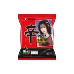 Dried Nongshim Shin Ramyun instant noodle pack from NONGSHIM, showcasing spicy Korean ramen noodles in packaging.