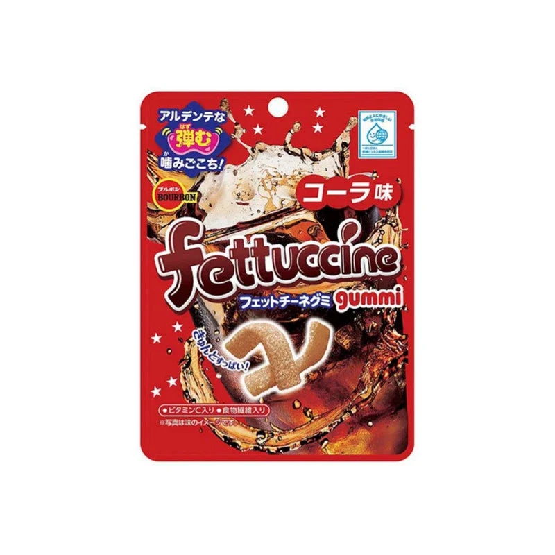 Bourbon Fettuccine Gummy candies with concentrated lemon juice, a dry grocery snack and confectionery item.