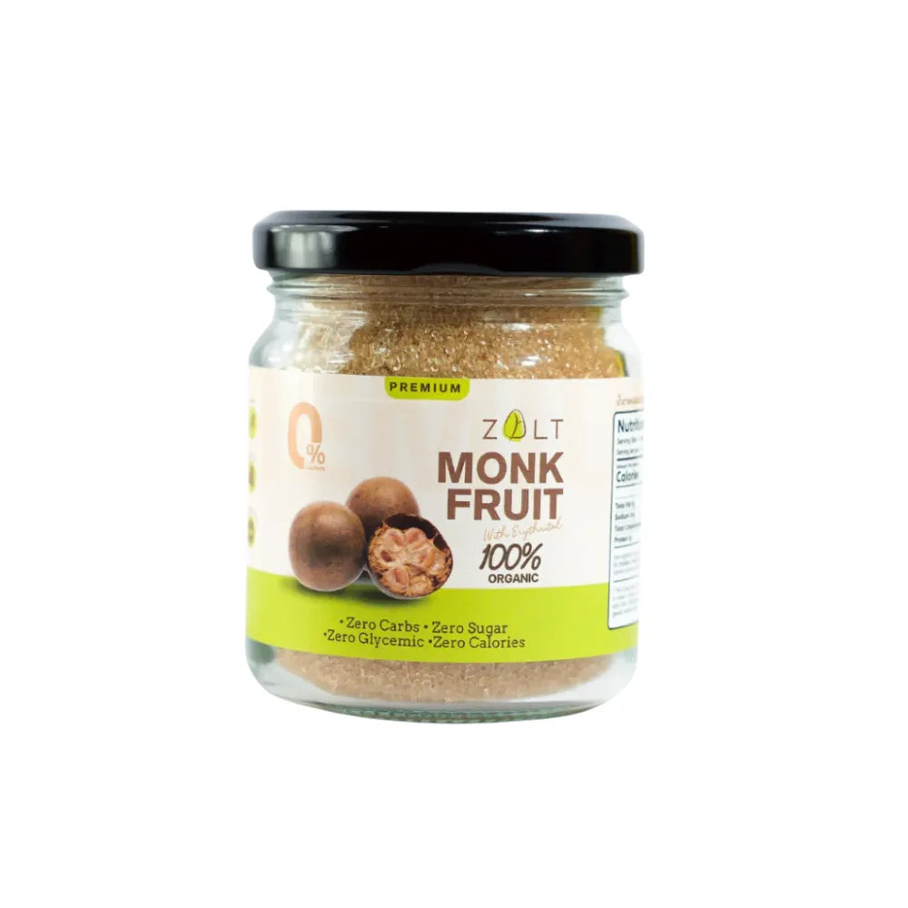 Zalt Luo Han Guo sugar in dry grocery packaging, featuring certificate label, natural sweetener from Zalt brand.